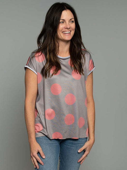 The Relaxed Tee - Pink Stripes / Pink Dots